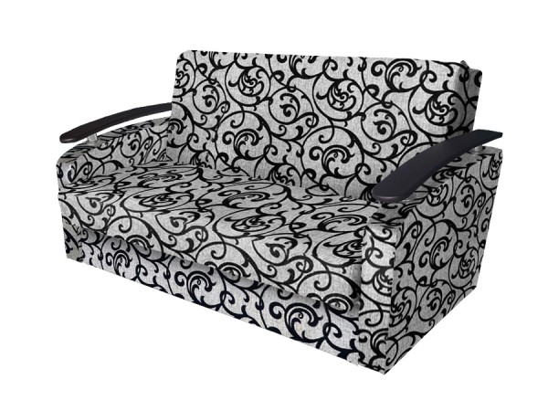 Диван Виктория 140 с декором 2 (рогожка завиток черный)