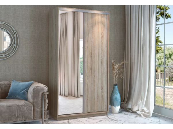 Бавария 451.01 Шкаф-купе 1112 2-х дверный Дуб сонома/Дуб сонома/Зеркало