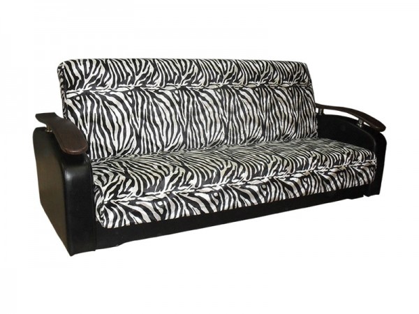 Диван  Антуан (подлокотники кожзам черный/велюр зебра)