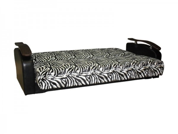 Диван  Антуан (подлокотники кожзам черный/велюр зебра)