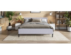 Уна Кровать 160*200 Рогожка Мальмо платина, Чёрный