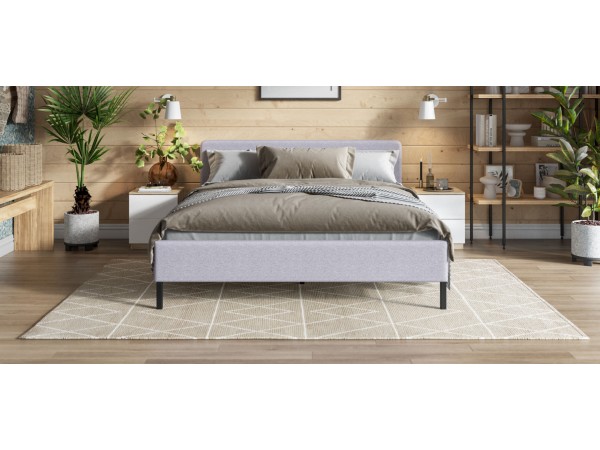 Кровать Уна 160*200 рогожка Malmo платина, черная Кровать Уна 160*200 рогожка Malmo платина, черная