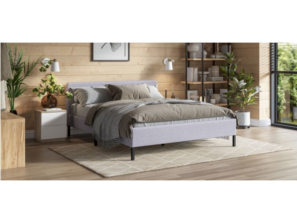 Кровать Уна 160*200 рогожка Malmo платина, черная Кровать Уна 160*200 рогожка Malmo платина, черная