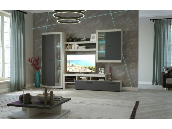 Гостиная Соната №3 Дуб крафт белый - Антрацит 