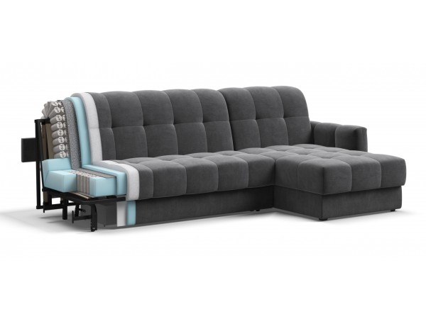 Угловой диван BOSS Sleep 160 велюр Monolit серый Угловой диван BOSS Sleep 160 велюр Monolit серый