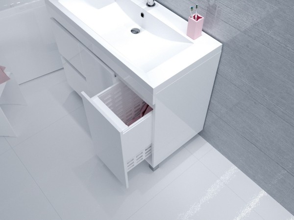 Тумба Cube 100Н 2д 2я б/к Белый глянец