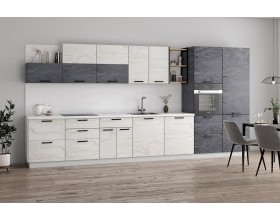 Кухня «Фенис» Арт Голд+ Сталь 4,2 м 