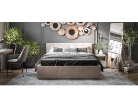 Белла Кровать+ПМ 160*200 Велюр Монолит латте