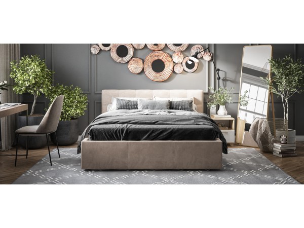 Кровать Белла велюр Monolit латте + ПМ 160*200