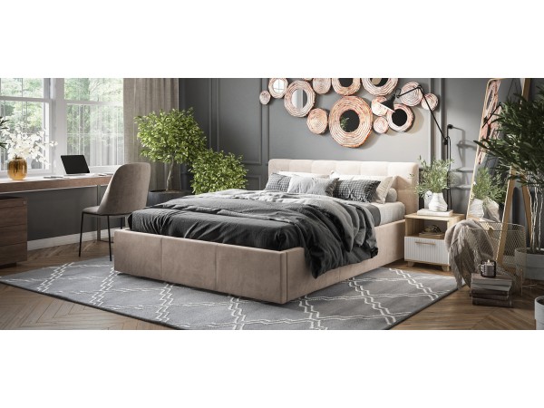 Кровать Белла велюр Monolit латте + ПМ 160*200