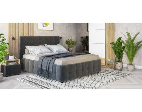 Босс Кровать+ПМ 140*200 Велюр Монолит серый