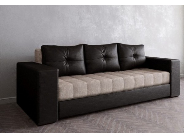 Диван Константин коричневый велюр бежевая рогожка