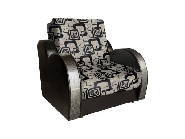 Кресло-кровать Виктория с декором 3 (рогожка кубики коричневые/кожзам коричневый)