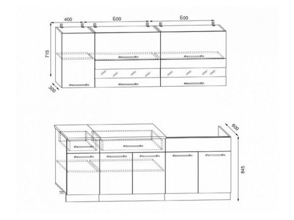 Кухня Маша-2 1,6м венге/дуб крафт белый