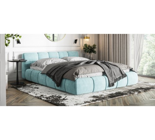 BOSS DREAM Кровать+ПМ 160*200 велюр MONOLIT Aqua NEW