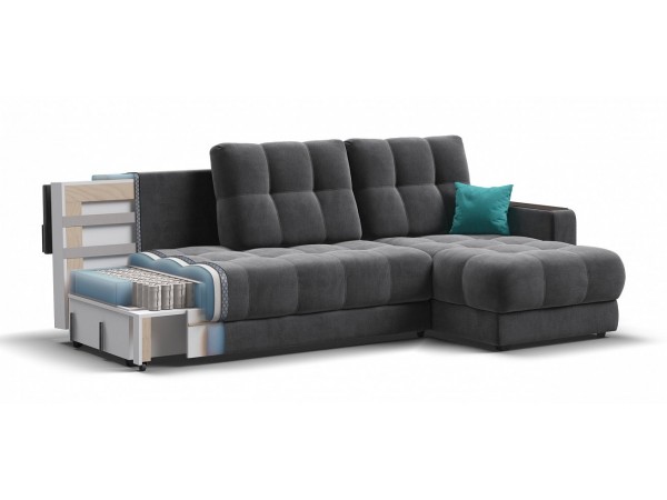 Угловой диван BOSS 3.0 Classic XL велюр Monolit серый