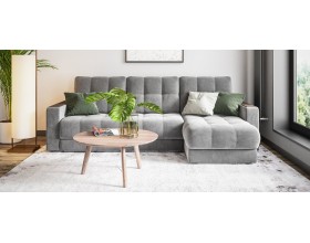 Босс Классик угловой диван Велюр Монолит серый