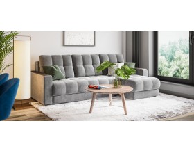 Босс Классик угловой диван Велюр Монолит серый