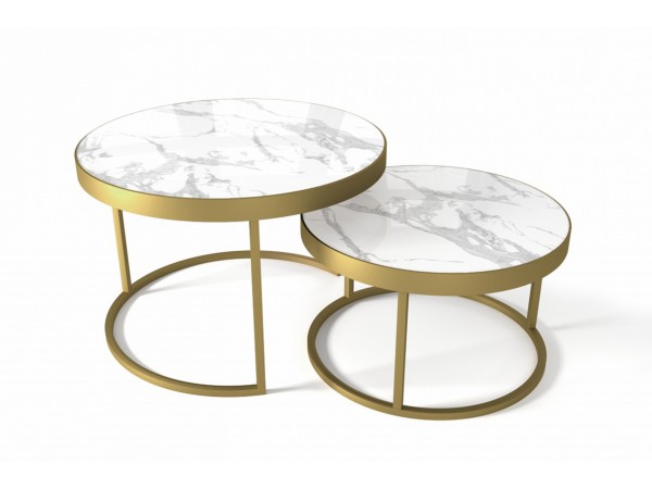 Стол Stolline Эрвин белый мрамор/золото