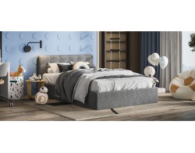 Белла Кровать+ПМ 140*200 Рогожка Мальмо серый