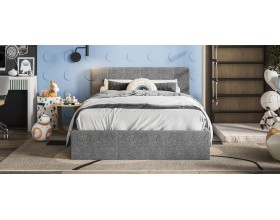 Белла Кровать+ПМ 140*200 Рогожка Мальмо серый