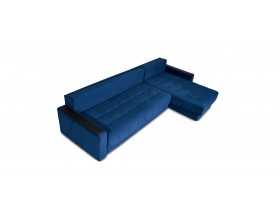 Босс Макс угловой диван Велюр Монолит синий