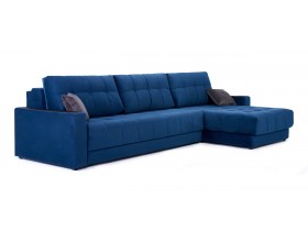 Босс Макс угловой диван Велюр Монолит синий