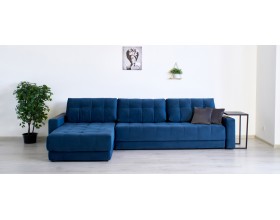 Босс Макс угловой диван Велюр Монолит синий