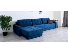 Босс Макс угловой диван Велюр Монолит синий