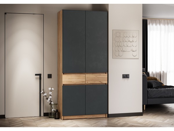 Шкаф Стоуби ШК-1000 Дуб крафт золотой/серый графит