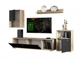 Модульная гостиная Нанси дуб крафт серый/софт черный