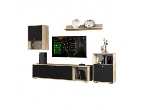 Модульная гостиная Нанси дуб крафт серый/софт черный