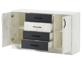 Комод К1400 Беатрис Крафт белый-Антрацит