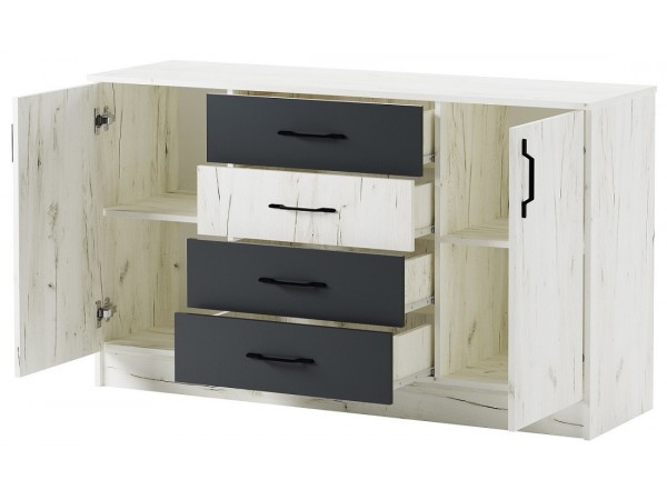 Комод К1400 Беатрис Крафт белый-Антрацит