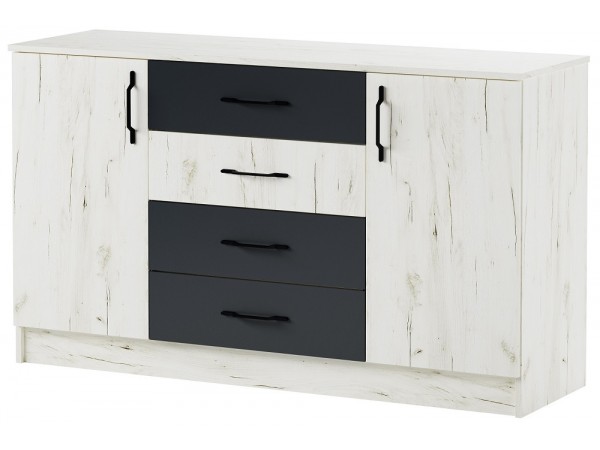 Комод К1400 Беатрис Крафт белый-Антрацит