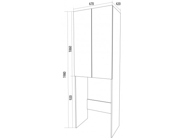 Шкаф Wall Classic 67 2д Белый глянец