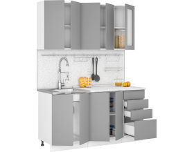 Кухня Норд 1,6 м , софт пломбир / камень беж