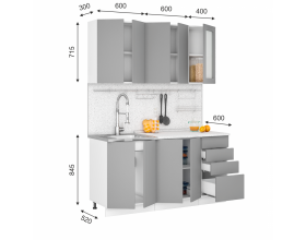 Кухня Норд 1,6 м , софт пломбир / камень беж