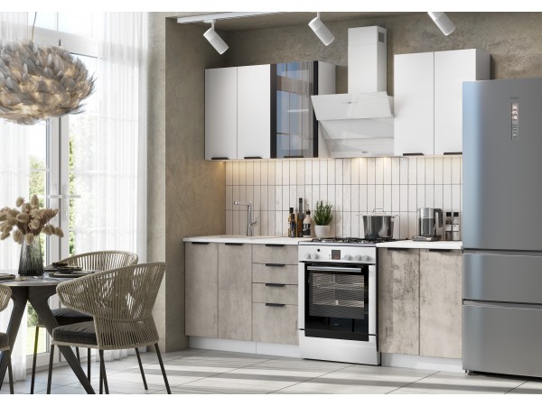 Кухня Норд 1,6 м , софт пломбир / камень беж