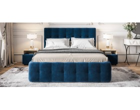 Босс Кровать+ПМ 140*200 Велюр Монолит синий
