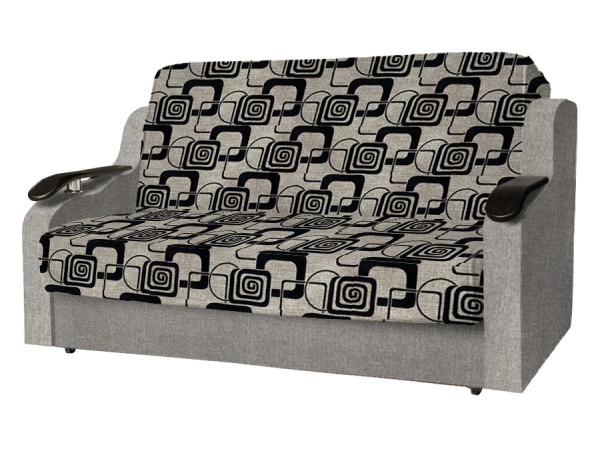 Диван Виктория 140 с декором (рогожка кубики коричневые/рогожка беж)