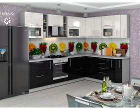 Кухня Вариант фасада Олива хамелеон металлик/белый металлик 2,85м*1,3м