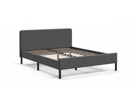 Уна Кровать 160*200 Рогожка Мальмо серый, Чёрный