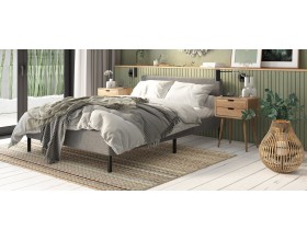 Уна Кровать 160*200 Рогожка Мальмо серый, Чёрный