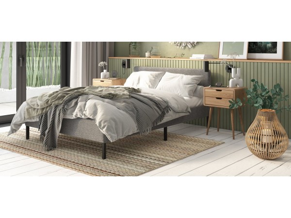 Кровать Уна 160*200 рогожка Malmo серая, черная