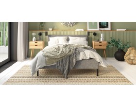 Уна Кровать 160*200 Рогожка Мальмо серый, Чёрный