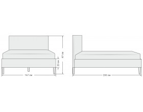 Уна Кровать 160*200 Рогожка Мальмо серый, Чёрный