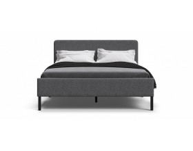 Уна Кровать 160*200 Рогожка Мальмо серый, Чёрный