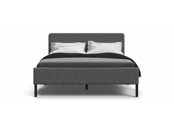 Кровать Уна 160*200 рогожка Malmo серая, черная