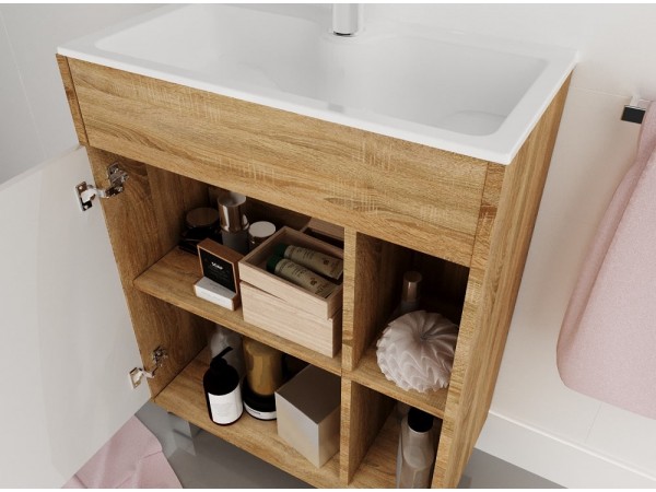 Тумба с раковиной Lido 60Н 1д. Дуб Сонома